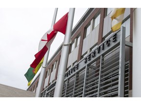 Saskatoon Police Service, as well as fire halls in Saskatoon, lowered their flags to half-mast on Friday to honour officers killed in Dallas on Thursday night.