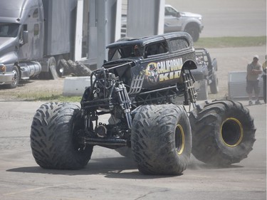 The California Kid performs during the Monster and Mayhem show at the Wyant Group Raceway in Saskatoon, Saskatchewan on Saturday, July 16th, 2016.