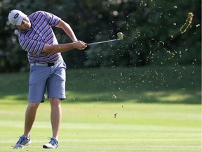 David Stewart hits the ball from the fairway during the Saskatchewan Mid-Am men's golf championships at Moon Lake golf course on July 6, 2016. (Michelle Berg / Saskatoon StarPhoenix)