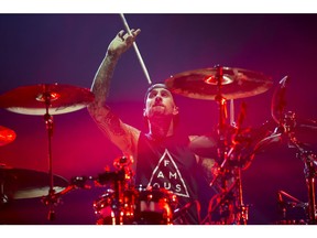 Blink-182 drummer Travis Barker rocks out in Saskatoon. (GREG PENDER/STAR PHOENIX)