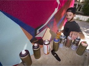Josh Jacobson is more than 30 hours into a complex spray paint mural to be featured during this year's Street Meet street art festival.