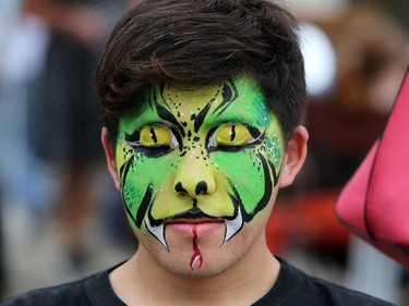 Visiting Japanese student Ryusei Tatebe was painted up for the 2016 PotashCorp Fringe Theatre and Street Festival on Broadway Avenue, July 28, 2016.