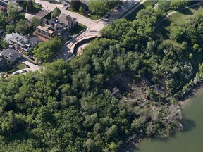 A birds-eye view of the giant sinkhole on Saskatchewan Crescent East.