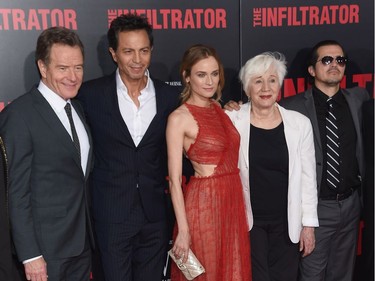 L-R: Bryan Cranston, Benjamin Bratt, Diane Kruger, Olympia Dukakis and John Leguizamo attend "The Infiltrator" New York premiere at AMC Loews Lincoln Square 13 Theatre on July 11, 2016 in New York City.