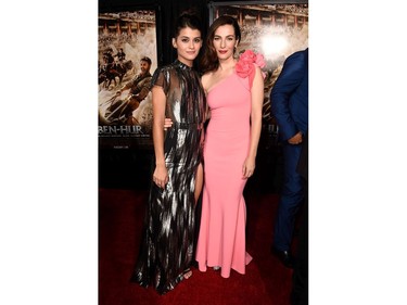 Actors Sofia Black-D'Elia (L) and Ayelet Zurer attend the LA premiere of Paramount Pictures and Metro-Goldwyn-Mayer Pictures "Ben-Hur" at the TCL Chinese Theatre IMAX on August 16, 2016 in Hollywood, California.