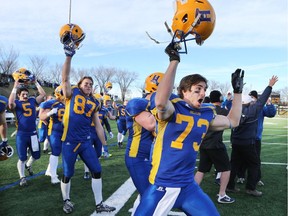 The Saskatoon Hilltops won their 18th national title 38-24 against the Okanagan Sun on Nov. 7, 2015 in Saskatoon. {RICHARD MARJAN/The StarPhoenix}