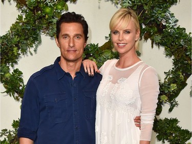 Matthew McConaughey and Charlize Theron pose during a photo call for "Kubo and the Two Strings" in Los Angeles, California, July 8, 2016.