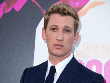 Actor Miles Teller attends the Warner Bros premiere of "War Dogs" in Hollywood, California, on August 15, 2016.