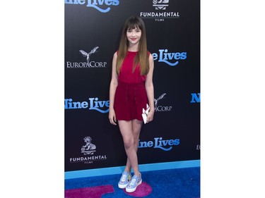 Actor Malina Weissman attends the premiere of "Nine Lives" in Hollywood, California, August 1, 2016.