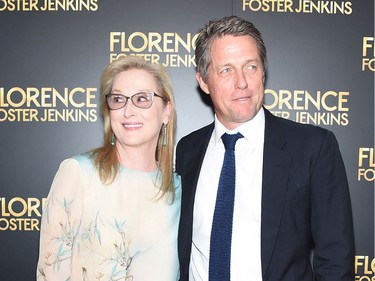 Meryl Streep and Hugh Grant attend the "Florence Foster Jenkins" New York premiere at AMC Loews Lincoln Square 13 Theatre on August 9, 2016 in New York City.
