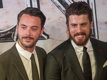 Actors Jack Huston (L) and Toby Kebbell arrive at the world premiere of "Ben-Hur" at the Teatro Metropolitan in Mexico City, Mexico, August 9, 2016.