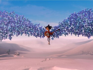 Kubo (voiced by Art Parkinson) is swept up by origami wings in "Kubo and the Two Strings."