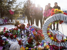 Supporters gathered at a memorial at the La Loche Community High School on Feb. 2, 2016.