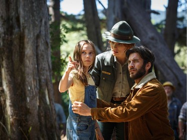 L-R: Oona Laurene is Natalie, Bryce Dallas Howard is Grace and Wes Bentley is Jack in Disney's "Pete's Dragon," the adventures of a boy named Pete and his best friend Elliot, who just happens to be a dragon.