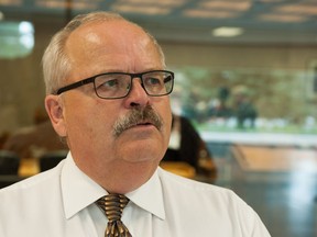 Prince Albert mayor Greg Dionne speaks to reporters following a press conference at Prince Albert City Hall regarding the effects of an oil spill from a Husky Energy pipeline into the North Saskatchewan River. August 3, 2016.