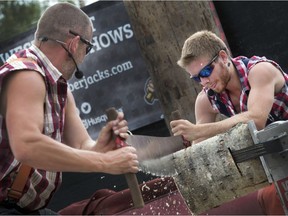 The West Coast Lumberjack Show, which fuses danger with comedy, plays three times daily at this year's Saskatoon Exhibition.