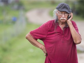 Emil Bell (pictured on Aug. 12, 2016, near Duck Lake) took part in a week-long hunger strike to protest against the Husky oil spill