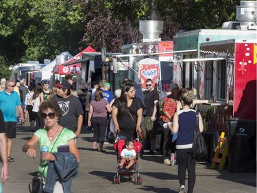 The sights and sounds of the Saskatoon Fringe Festival included Food Truck row on 11th Street East, August 2, 2016.
