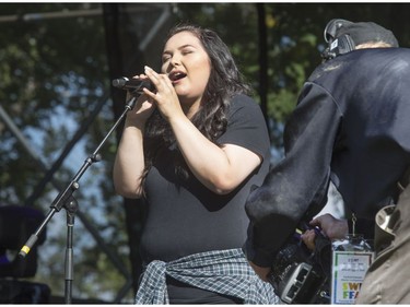 Shane Eagle sings Unchained Melody as aboriginal musicians from Africa, New Zealand, Australia and the U.S. are on the stage in Saskatoon for the Saskatchewan World Indigenous Festival for the Arts, August 25, 2016.