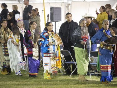 Dancers during the Grand Entry on day two of Wanuskewin Days Cultural CelebraWanuskewin Days Cultural Celebration and Powwow at Wanuskewin Heritage Park, August 24, 2016.
