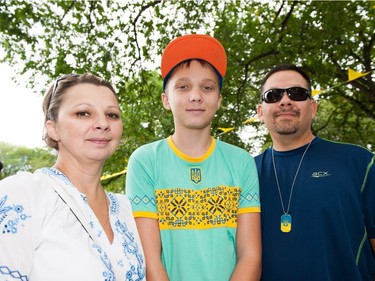 Ukrainian day Tatiana Iatsiuk, left to right, Daniel Iatsiuk and Byron Prince are On The Scene during Ukrainian Day in the Park in Saskatoon, SK on Saturday, August 27, 2016.