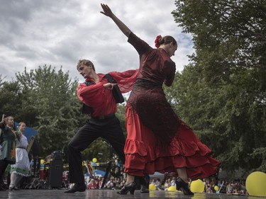 The Pavlychenko Folklorique Ensemble perform at Ukrainian Day in the Park in Saskatoon, August 27, 2016.