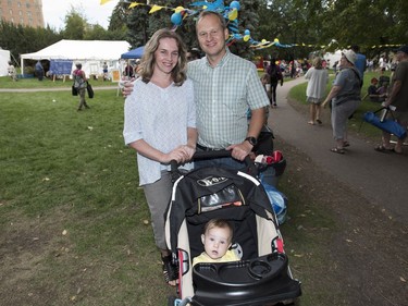 Galyna Shabanova, left, and Alexei Shabanov, and daughter Sophia Shabanov are On the Scene at Ukrainian Day in the Park in Saskatoon, SK on Saturday, August 27, 2016.