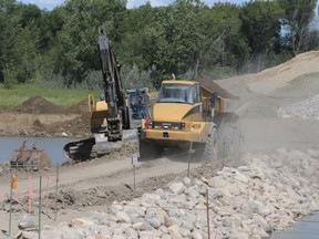 Work progresses on the north commuter bridge.