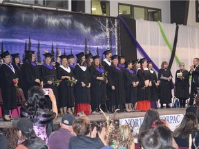 The 2016 graduating class from the Northern Teacher Education Program (NORTEP) in La Ronge. The program's provider, Northern Teacher Education Program Council Inc., will have its provincial government funding cut as of July 31, 2017.