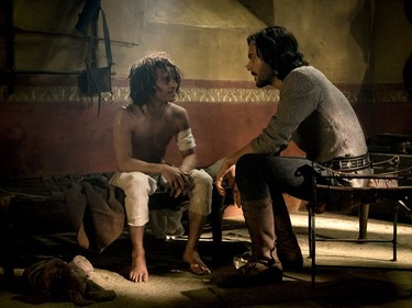 Moises Arias as Dismas (L) and Jack Huston as Judah Ben-Hur in "Ben-Hur."