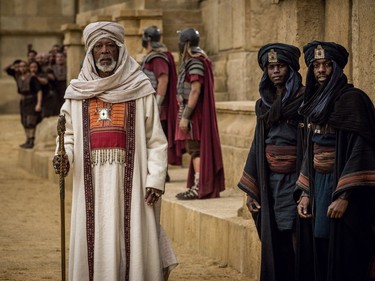 Morgan Freeman stars as Ilderim (L) in "Ben-Hur."