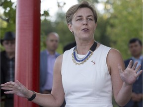 Conservative leadership candidate Kellie Leitch speaks before  a riverboat cruise fundraiser in Saskatoon, Tuesday, August 30, 2016.  (GREG PENDER/STAR PHOENIX)