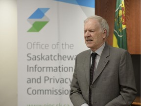 Saskatchewans Information and Privacy Commissioner, Ron Kruzeniski, unveiling his offices annual report.