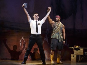 Ontario native Ryan Bondy (left) stars in The Book of Mormon, which comes to TCU Place Sept. 20-25.