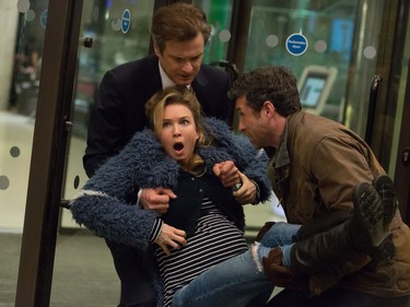 L-R: Colin Firth, Renée Zellweger and Patrick Dempsey star in "Bridget Jones's Baby."