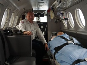 Flight Nurse Jack Keen inside air ambulance "Lifeguard 3" during the Saskatchewan Air Ambulance 70th anniversary celebration on September 20, 2016.