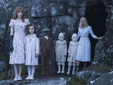 L-R: Lauren McCrostie, Pixie Davies, Cameron King, Thomas and Joseph Odwell and Ella Purnell star in "Miss Peregrine's Home for Peculiar Children."
