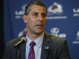 Jared Bednar, the new head coach of the Colorado Avalanche, responds to questions during an NHL hockey news conference, Wednesday, Aug. 31, 2016, in Denver.