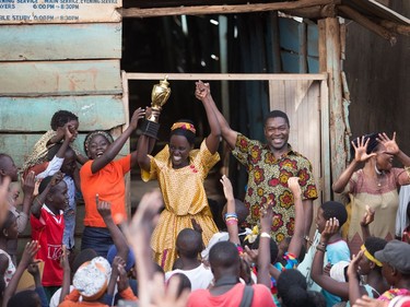 L-R: Madina Nalwanga, Lupita Nyong'o and David Oyelowo star in Disney's "Queen of Katwe."