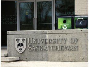 The University of Saskatchewan logo can be seen in this Saskatoon StarPhoenix file photo, November 4, 2015.