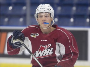 Saskatoon Blades captain Wyatt Sloboshan at practice on Sept. 28, 2016.