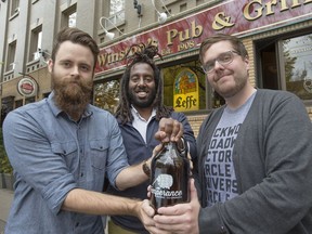 Temperance Brewing Co-operative board members, from left to right, Kreg Harley, Jamal Teklewald and Jeremy Barber pose with their group's first commercially-available beer.