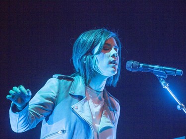 Tegan Quin of Tegan and Sara performs at the first show on the band's Love You To Death North American tour at TCU Place in Saskatoon on Sept. 9.