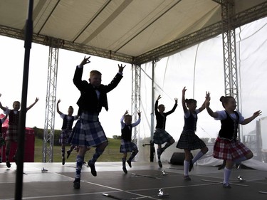 Dancers perform a traditional sword dance during the Saskatoon Highland Games in Saskatoon, September 10, 2016.