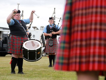 Bagpipers perform during the Highland Games at Diefenbaker Park in Saskatoon on September 11, 2016.