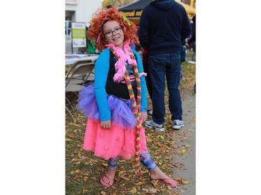 8-year-old Isabella Leganchuk dressed up as Fancy Nancy when she met her favourite author Jane O'Connor at the Word on the Street festival in Saskatoon on September 18, 2016 .