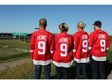 Gordie Howe's extended family look at the bridge that was named after him in Saskatoon on September 25, 2016.