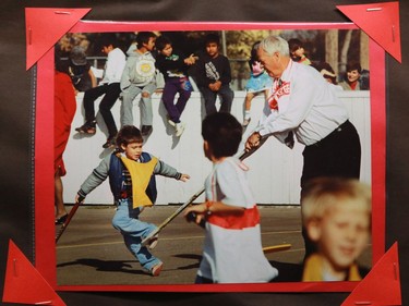 Photos of Gordie Howe on display in King George school, where he attended school in Saskatoon on September 25, 2016.