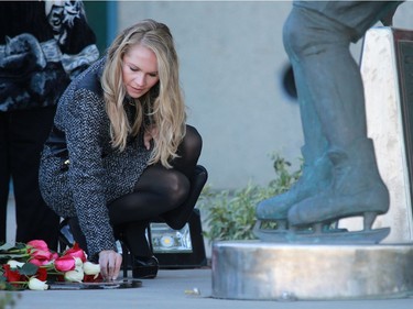 Sixty-one members of Gordie Howe's family made the trip to Saskatoon this weekend to bear witness as the ashes of Gordie and his wife Colleen are interred at Howe's statue at SaskTel Centre on September 25, 2016.