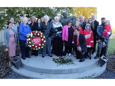 Sixty-one members of Gordie Howe's family made the trip to Saskatoon this weekend to bear witness as the ashes of Gordie and his wife Colleen are interred at Howe's statue at SaskTel Centre on September 25, 2016.